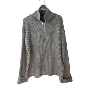 And Now This Mens XL Heather Gray Quarter Zip Ribbed‎ Tunic Sweater Cozy Knit